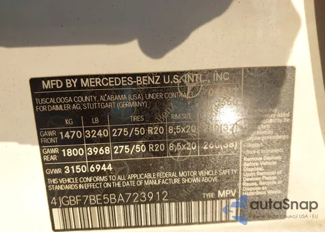 2011 Mercedes-Benz Gl 450 4Matic from USA, damaged, VIN 4JGBF7BE5BA723912